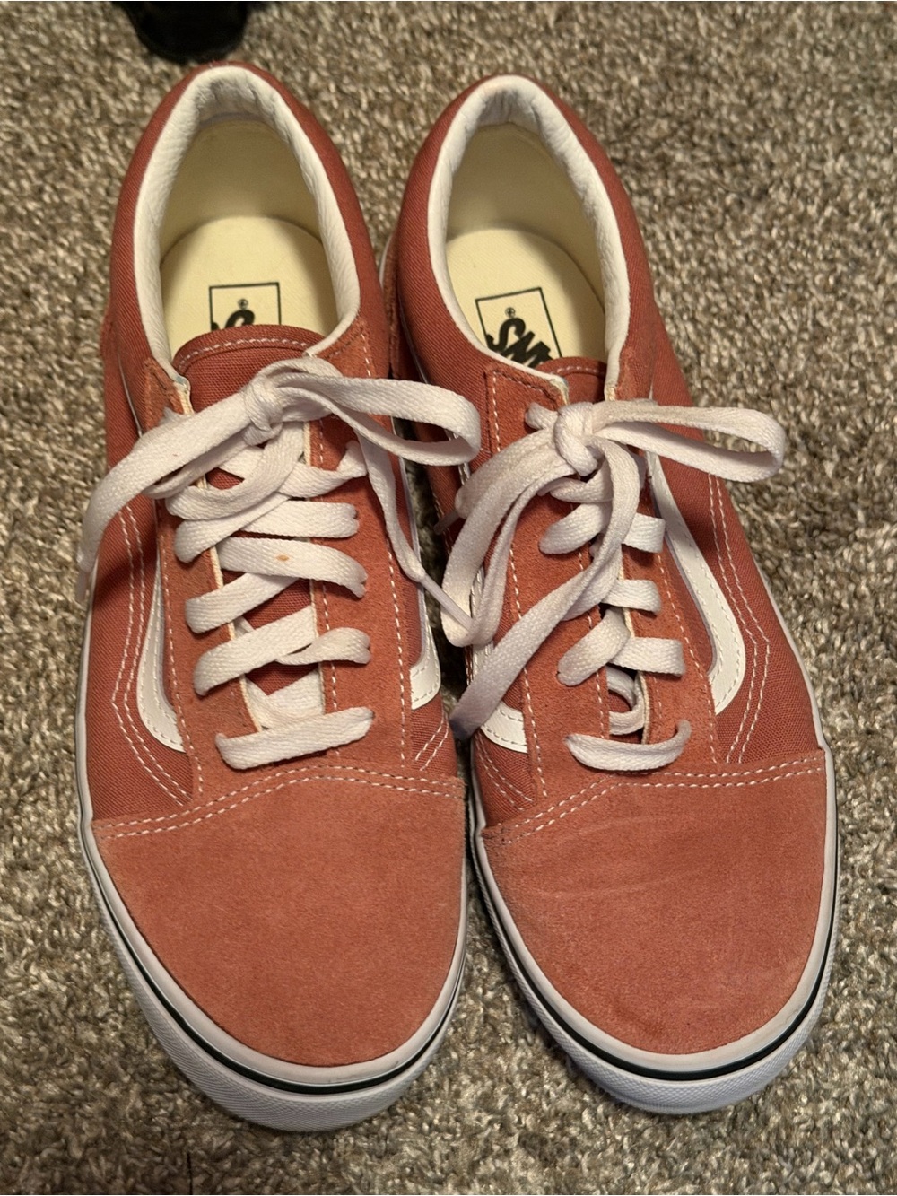 Vans Old Skool Brick Red Suede Sneakers with White Stripe